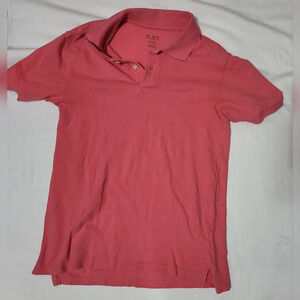 Childrens Place Boys Coral Pink Collared‎ Short Sleeve Polo Pique Shirt L 10-12
